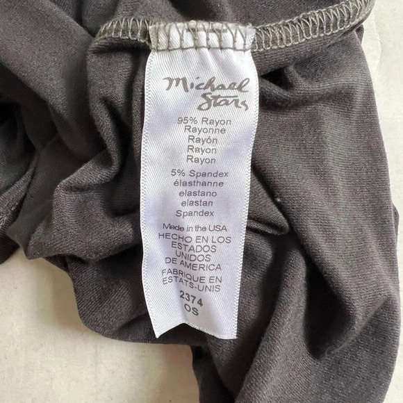 NWT Michael Stars Deep V-Neck Tee Top Oxide Gray One Size Jersey Long Sleeve - Picture 10 of 10